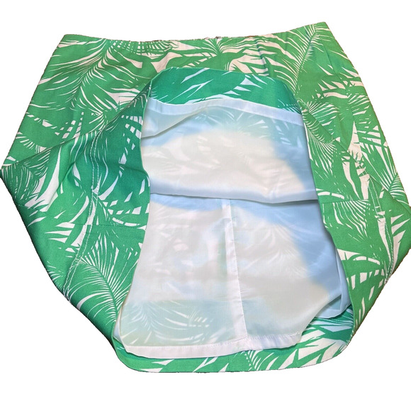 Talbots Cotton Stretch Skirt Above Knee Palm Green Tropical Vacation 12P Lined - Picture 4 of 12